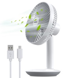 TRILINK 6-Inch Rechargeable Small Desk Fan, Portable Battery-Operated Table Electric Fan with 4 Speed Levels, Personal Mini Fan for Home Bed Study Room Bedroom Office Camping Cooling - Quite & Silent | TRILINK