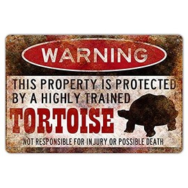 HomDeo Tortoise Warning Sign Funny Metal Signs Gift Accessories Pet Tin Signs 8 X 12 Inches