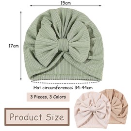 3 Pieces Toddler Bandana Hats, Newborn Hats, Soft Baby Bandana Hats, Baby Girl Baby Boy Hats, Baby Hearing Protection Hats