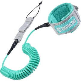 niphean Surfboard Leash 3–10ft, Coiled Paddle Board Leash SUP Ankle Strap, Durable Spiral Surf Leash Leg Rope with Plug, Tangle-Free, Comfortable Boogie Board Leash for Paddleboard, Longboard