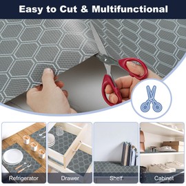 Refragerator Shelf Liner, Cabinet Drawer Liners for Kitchen, Waterproof Bathroom Sink Mat No Slip Cupboard Mats Non Adhesive Fridge Liner EVA Place Mats Roll - Grey 12"×78.7"