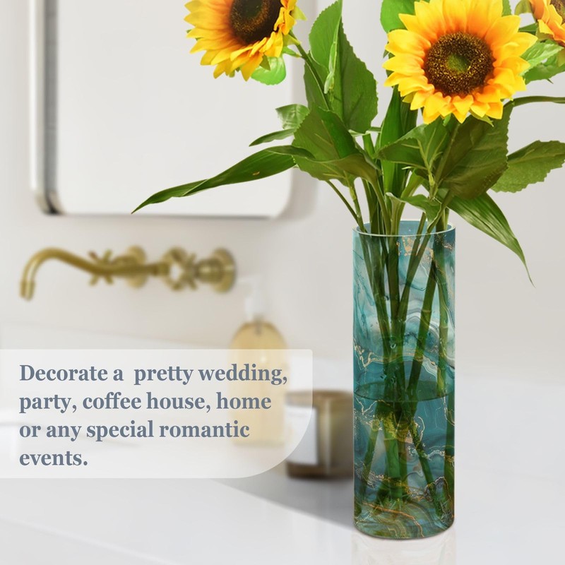 ALAZA Teal Blue Marble Flower Vases for Home Decor Kitchen