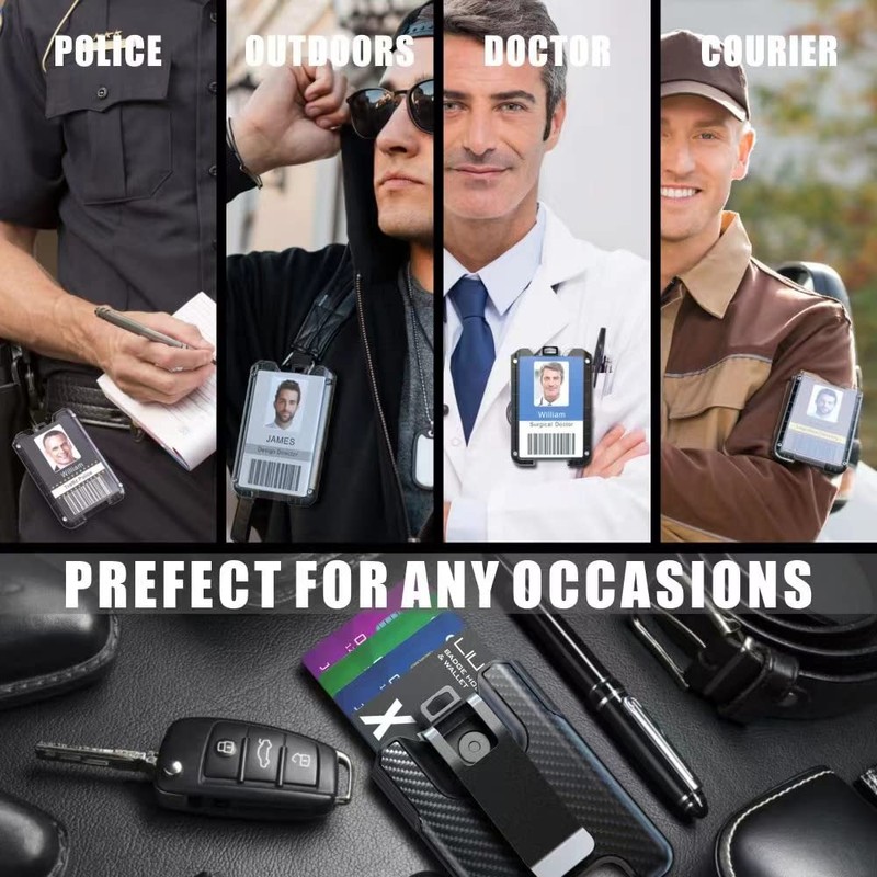 LIUGX Badge Holder, ID Card Holder with Metal Clip -