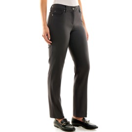 Zac & Rachel Women's Petite Millennium Fabric Pull-On Slim Leg Pant w/Zipper, Grey, 10P