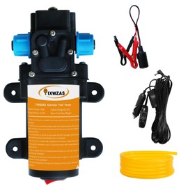 12V Heavy Duty Fuel Transfer Pump 85GPH Max Flow - Gasoline/Diesel Transfer Pump with 11.5ft Power Cable & Pulley System - for Trucks, Boats, Tractors, RV, Marine Equipment