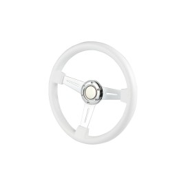 New World Motoring STEERING WHEEL CLASSIC ABS WHITE GRIP CHROME SPOKE Club Car Boat UTV Golf Cart