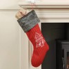 Dibor Knitted Red Stocking with Nordic Tree and Faux Fur