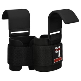 Grip Up Lifting Hook Straps 8mm Neoprene Padded Wrist Support Non-Slip Rubber Grip Deadlifts Powerlifting Chin-Ups Pull-Ups Fitness Training Ideal for Bodybuilding Workout for Men & Women GP8 (Black)