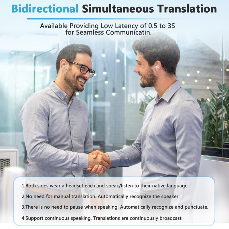 Language Translator Earbuds Support 150 Languages,Translation Music and Calling 3-in-1,Translator