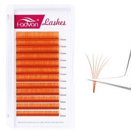 Volume Eyelash Extensions, Pink, 0.07 mm, C Curl Colour Lashes, 8-14 mm, Mixed Tray, Easy Fan Lashes, Russian Volume Eyelash Extensions (Pink 0.07-C, 8-14 mm) (8-14Mix-D, Orange-0.07)