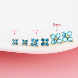 FANSING FANSING 20g Cartilage Earring Gold Tragus Stud 5mm CZ Birthstone Flower Flat Back Earrings for Helix Conch Threadless Push Pin Labret Stud March 20 Gauge 8mm