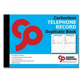 Cherry NCR Telephone Record Duplicate Book SL A5 40 Sets 80 Records