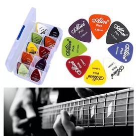 60pcs Púas de Guitarra,Accesorios Para Guitarra Y Bajo Plumillas Guitarra,Juego de Púas de Guitarra Fina,Plumillas Puas Duradera Para Guitarra O Bajo Con Caja