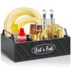 VOOTTOU Paper Plate Dispenser, Wood Paper Plate Holder with Handle