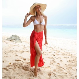 Shu-Shi Womens Beach Cover Up Sarong Swimsuit Cover-Up, Red, One Size,Red,One Size