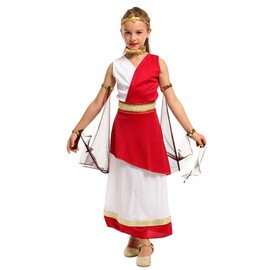 Lito Angels Ancient Roman Greek Goddess Costume Fancy Dress Up Outfits Set with Gold Laurel Headband for Kids Girls Age 9-10 Years