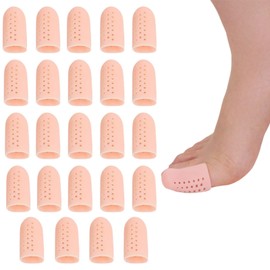 HOTQ 足指サポーター 親指 足指サック 足指保護 指サック足 足爪保護キャップ サポーター 足の親指 (肌色 24個)