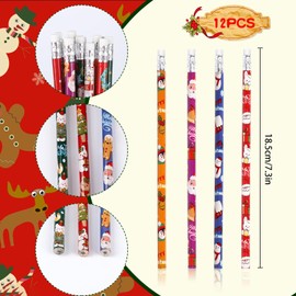 GLAITC Pack of 12 Christmas Pencils, School HB Pencils with Eraser, Christmas Pencils, Children's Wooden Novelty Christmas Pencils, Funny Christmas Gifts for Girls Boys