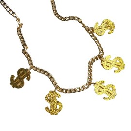 KIFEDSLJ Dollar Sign Necklace 70s 80s Shine Acrylic Money Dollar Pendant Necklace for Women Men Hip Hop Jewelry-gold