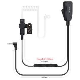 coodio Professional Surveillance Earpiece Headset Bodyguard FBI [Covert Acoustic Tube] Mic Microphone For 1 Pin Motorola TLKR 2 Way Radio Walkie Talkie