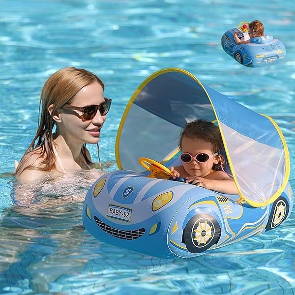 3D Car Thick PVC Inflatable Baby Swim Pool Float with