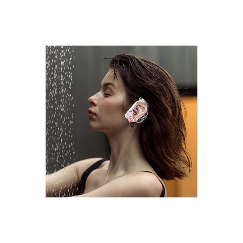100 Pcs Disposable Ear Covers for Shower, Plastic Waterproof Ear