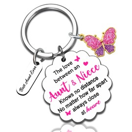 UIWIHHP Auntie Stocking Stuffers Aunt Gifts from Niece Cute Keychain Gifts for Aunt Unique Birthday Gifts Aunt Christmas Gifts Stocking Stuffer for Women Best Aunt Ever Gifts Aunt Auntie Keyring