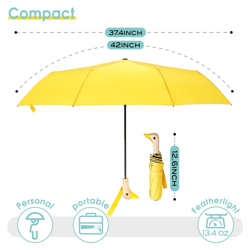 ViddVoom Duck Umbrella - Fun Duck Head Handle, Handy Folding