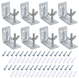 Sumnacon Shade L Brackets 8 Pcs Mounting L Bracket with Wingnut for Woven Wood Bamboo Roman Shade Metal L Shade Brackets for Inside,Ceiling or Wall Mount Silver L Blind Brackets for Home