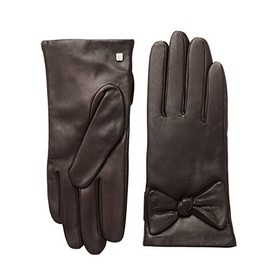 Bruno Magli Women's Knotted Bow Leather Gloves (Brown, Size M)