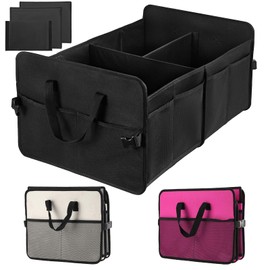 zmnklry Trunk Organizer for Car, 72L Large Capacity Car Trunk Organizer, Collapsible Multiple Compartments Trunk Organizers,Suitable for A Variety of Cars, SUV, Mini-Van, Black