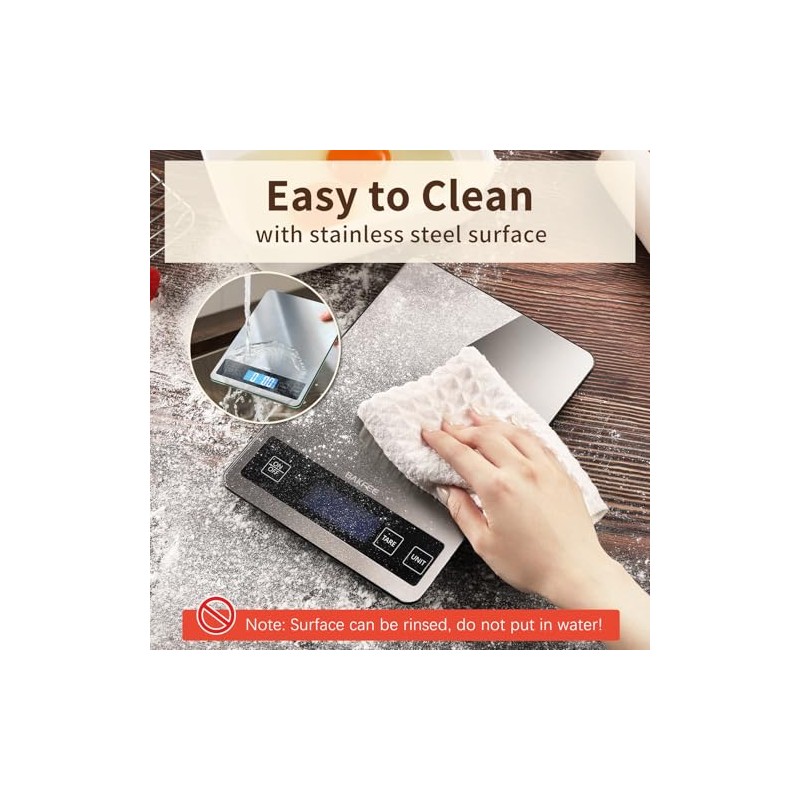 Food Scale, 33lb Digital Kitchen Scale with Stainless Steel &