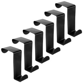 6 Pcs Over The Door Hooks Towel Hanging Hook Heavy Duty Single Towel Robe Rack Wreath Bathroom Shower Hanger Short Black Door Back Hangers with Plastic Coating for Living Room Bathroom Bedroom Kitchen