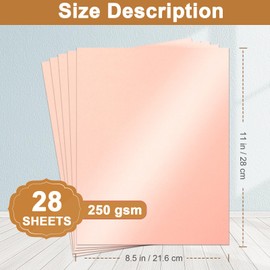 Silunkia 28 Sheets Pink Shimmer Cardstock 8.5 x 11 Craft Paper, 92lb Premium Glossy Paper Card Stock for DIY Cards Making, Anniversaries, Wedding Invitations, Greeting Cards