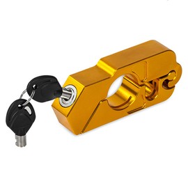 bravedog Motorcycle Lock - Universal Alloy CNC Motorcycle Handle Throttle Grip Security Lock with 2 Keys to Secure a Bike, Scooter, Moped or ATV in Under 5 Seconds (Golden)