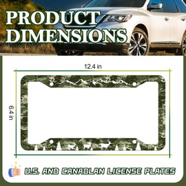 Camo Hunting Deer License Plate Frame - Mountain Beer Forest License Plate Holder, Rust-Proof Auto Stainless Steel Parts License Plate Cover Decoration for Standard Us 12x6 Inch
