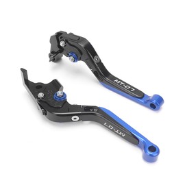 GZDLMoto Motorcycle Adjustable Brake Clutch Hand Levers Sets Compatible with Yamaha MT-07 FZ07 (2014-2023),CNC Aluminum Handlebar Control Lever Kit(Black+Blue C)