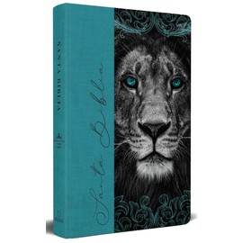 Biblia Rvr 1960 Letra Grande, Tamaño Manual, Tapa Dura de Tela León Aguamarina / Spanish Bible Rvr 1960 Handy Size Large Print Hardcover Cloth Lion Aquamarin