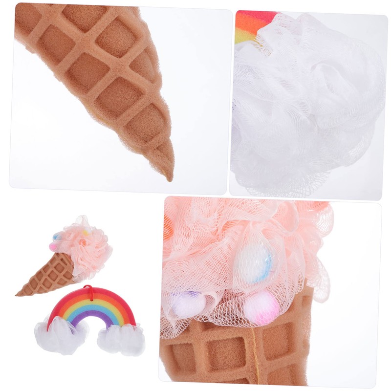 OATIPHO 2Pcs Rainbow Bath Balls Set Adorable Ice Cream Shower