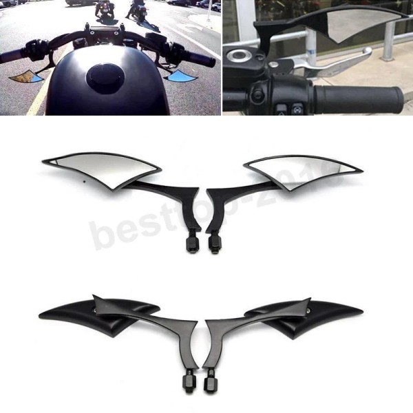 Unbranded Motorcycle Rear View Side Mirrors Black Custom For Harley
