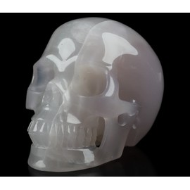 Skullis 5.0" Fluorite Crystal Skull, Hand Carved Gemstone Fine Art Sculpture, Reiki Healing Stone Statue.2086