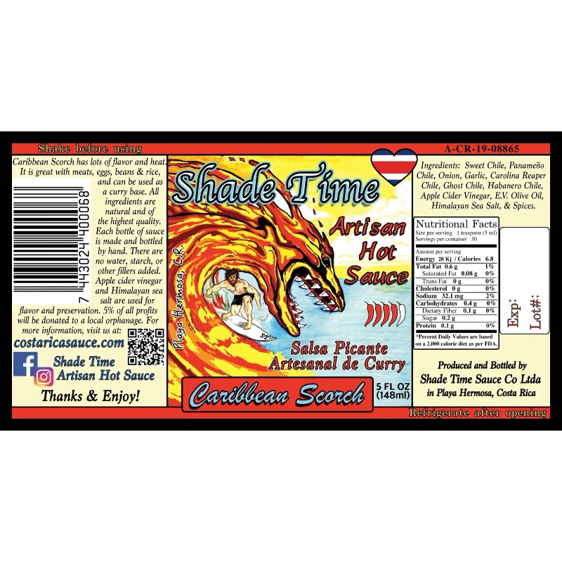 Shade Time Artisan Hot Sauce Artisan Hot Sauce, 5oz, Carolina
