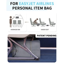 WANDF 45x36x20 Cabin Bag for EasyJet Airlines Underseat Carry on Hand Luggage with Shoe Compartment, Wet Pocket & TSA Approved Quart Size Bag, Travel Duffel Holdall for Women and Men (Grey)