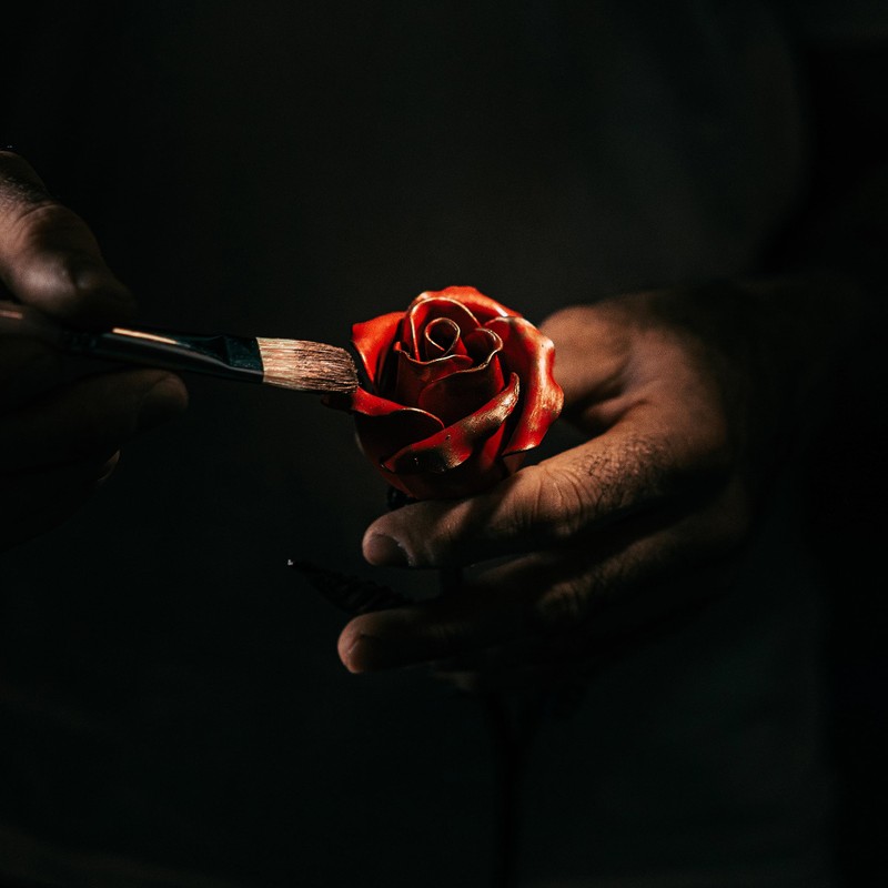 MakuliSmit Hand Forged Wrought Iron Rose - Romantic Metal Gift