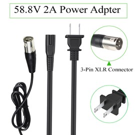 58.8V 2A Adapter Charger for Juiced Bikes CrossCurrent X: Ultimate Commuter Bike, RipCurrent: Electric Fat-Tire Bike, HyperScrambler 2: Dual Battery Capacity E-Bike, Using 52V Battery