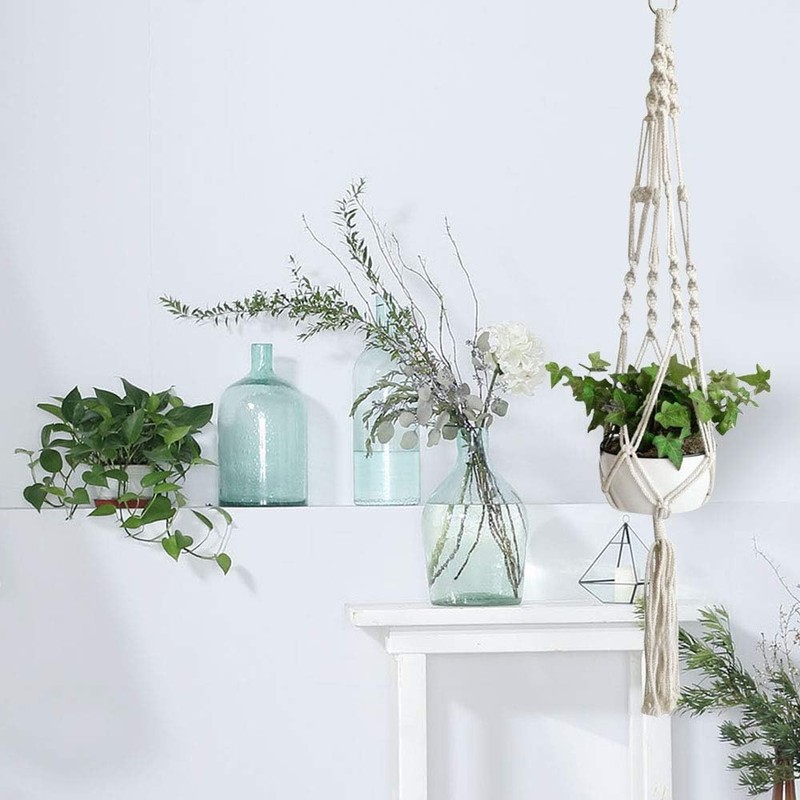 NICAI Kitchen Hängender Übertopf, Rattan-Blumenkorb