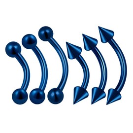 KJM Fashion Pack of 6 Anodised Banana Ear 1.2 mm 16 g Helix Daith Eyebrow