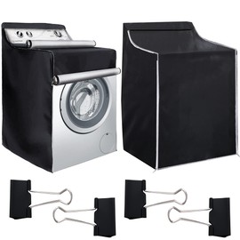 Royxen 2 Pack Washer and Dryer Covers Waterproof Two Zipper Design,Fit for Most Front-loading Machine 29” L X 28” W X 43” H, Black