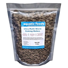 Aquatic Foods Inc. 12mm - 1/2" Ultra Multi-Worm Sinking Wafers of 6-Types of Worms. Ideal for Bottom Fish, Plecos, Shrimp, Snails, Crayfish, All Herbivorous and Omnivorous Tropical Fish...3-lb Bag