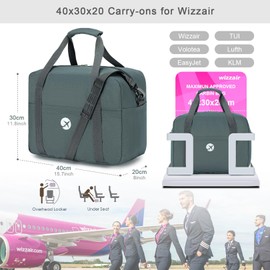 BAGZY 2X Cabin Bag 40x30x20 Underseat Cabin Bag, Large Foldable Duffel Bag Nylon Holdall Hand Luggage Case Carry on Luggage Flight Bag Baggage Organiser Storage